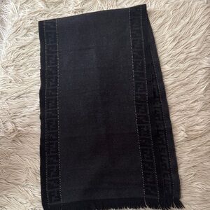 Black Patterned FENDI F Scarf